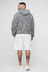 Plus Boucle Zip Up Hooded Oversized Jacket