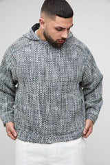 Plus Boucle Zip Up Hooded Oversized Jacket