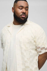 Plus Check Open Stitch Oversized Revere Shirt
