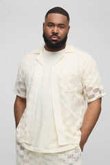 Plus Check Open Stitch Oversized Revere Shirt