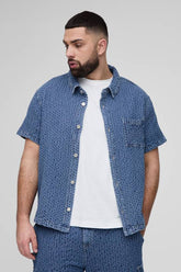 Plus Textured Denim Boxy Overshirt Shirt