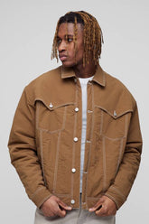 Tall Contrast Stitch Padded Boxy Western Jacket