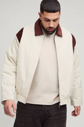 Plus Cord Contrast Collar Oversized Fit Padded Jacket