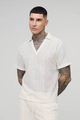 Tall Zig Zag Crochet Polo Shirt