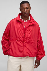 Oversized High Shine Funnel Neck Track Jacket