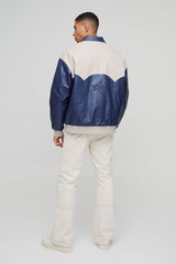 Oversized Western Panelled Collared Bomber Jacket