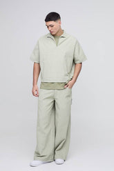 Oversized Boxy Acid Wash Corduroy Polo Shirt