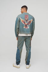 Slim Stacked Gothic Applique Jeans