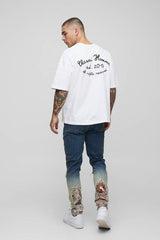 Skinny Applique Ripped Jeans
