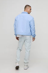 Boxy Nylon Contrast Stitch Western Trucker Jacket