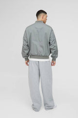 Oversized Boxy Seam Detail Nylon Bomber Jacket