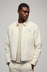 Boxy Twill Homme Rope Applique Harrington Jacket