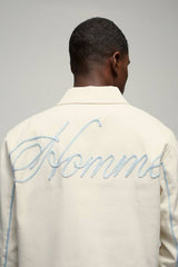 Boxy Twill Homme Rope Applique Harrington Jacket