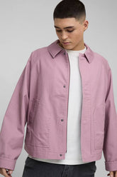 Man Oversized Boxy Raglan Twill Harrington Jacket