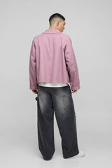 Man Oversized Boxy Raglan Twill Harrington Jacket