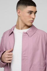 Man Oversized Boxy Raglan Twill Harrington Jacket