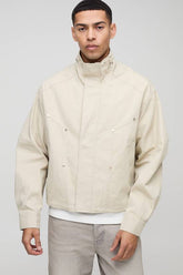 Oversized Boxy Twill Funnel Neck Cagoule Jacket