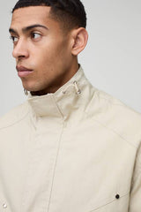 Oversized Boxy Twill Funnel Neck Cagoule Jacket