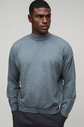 Relaxed Mock Neck Knitted Jumper
