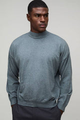 Relaxed Mock Neck Knitted Jumper