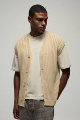 Oversized V Neck Button Up Knitted Vest