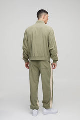 Oversized Boxy Corduroy Funnel Neck Jacket