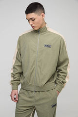 Oversized Boxy Corduroy Funnel Neck Jacket