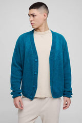 Boxy Cross Graphic Brushed Knitted Cardigan