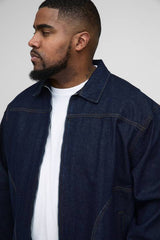 Plus Boxy Contrast Stitch Denim Jacket