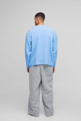 Oversized Boxy Dropped Shoulder Plated Ribbed Knitted Cardigan