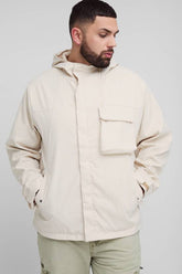 Plus Lightweight Regular Fit Hooded Parka Jacket In Stone