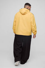 Plus Oversized Colour Block Hooded Windbreaker In Tan