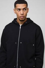 Oversized Boxy Zip Through Carpenter Hoodie