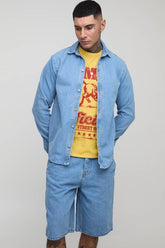 Tall Oversized Denim Shirt & Regular Jorts Set