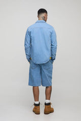 Tall Oversized Denim Shirt & Regular Jorts Set
