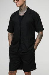 Tall Oversized Linen Deep Pocket Shirt & Short Set