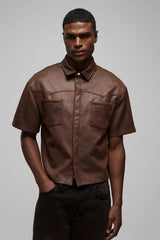 Oversized Antique Suedette Western Panel Shirt