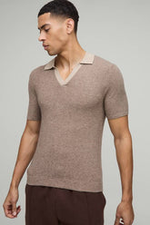 Muscle Fit Contrast Collar Knitted Polo