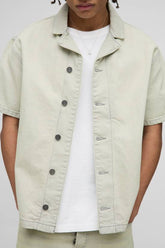 Boxy Revere Light Stone Washed Denim Shirt