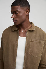 Relaxed Herringbone Twill Harrington Jacket