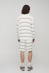 Tall Stripe Knitted Oversized Rugby Polo