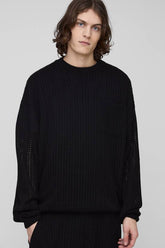 Tall Open Stitch Oversized Crew Neck Jumper