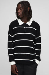 Regular Fit Striped Knitted Rugby Polo