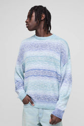 Oversized Ombre Stripe Lightweight Knitted Jumper