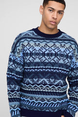Oversized Vintage Textured Knitted Jumper