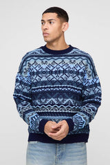 Oversized Vintage Textured Knitted Jumper