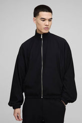 Oversized Boxy Balloon Sleeve Zip Through Funnel Neck Track Top