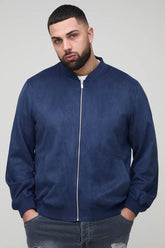 Plus Faux Suede Regular Fit Bomber Jacket
