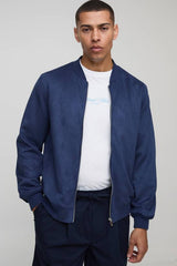 Faux Suede Regular Fit Bomber Jacket