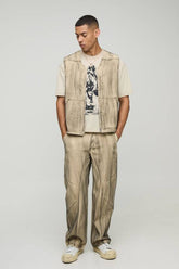 Regular Rigid Extreme Washed Denim Utility Vest